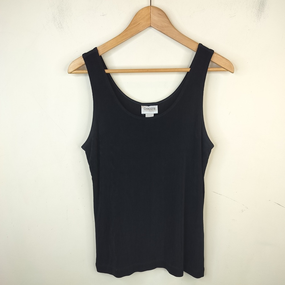 Chico's Travelers Tank Top 1 / Medium Stretch Layering Minimalist Black
